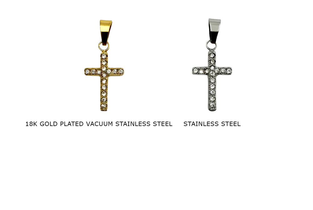 CS1167Z Plain Dainty Cross Cubic Zirconia Charm /Pendant 10mmx18mm