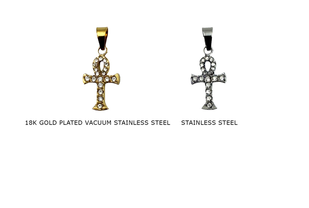 CS1168Z Cubic Zirconia Dainty Ankh Cross Charm/Pendant