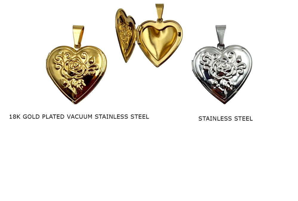 CS1170Z Floral Heart Locket Charm Pendant 28.7mm