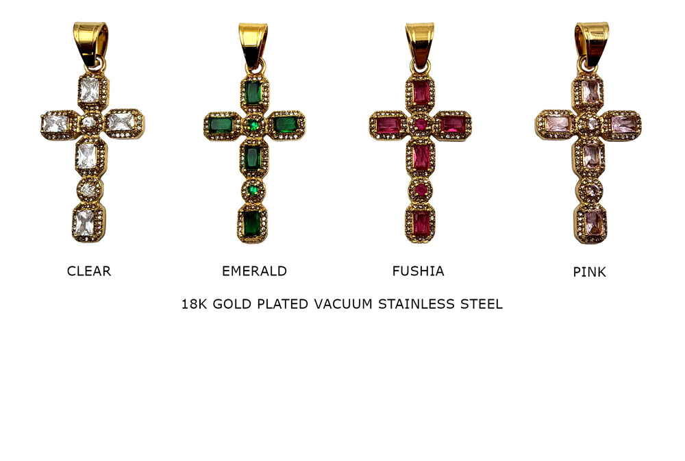 CS1171Z Cubic Zirconia Cross Charm/Pendant 26mmx48mm