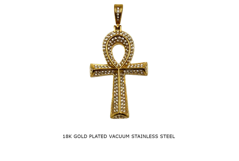 CS1175Z Cubic Zirconia Egyptian Ankh Cross Charm Pendant41mmx80mm