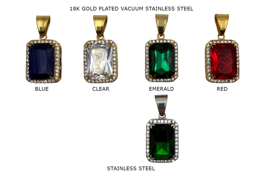 CS1180Z Rectangular Cubic  Zirconia Pendant 17mmx21mm