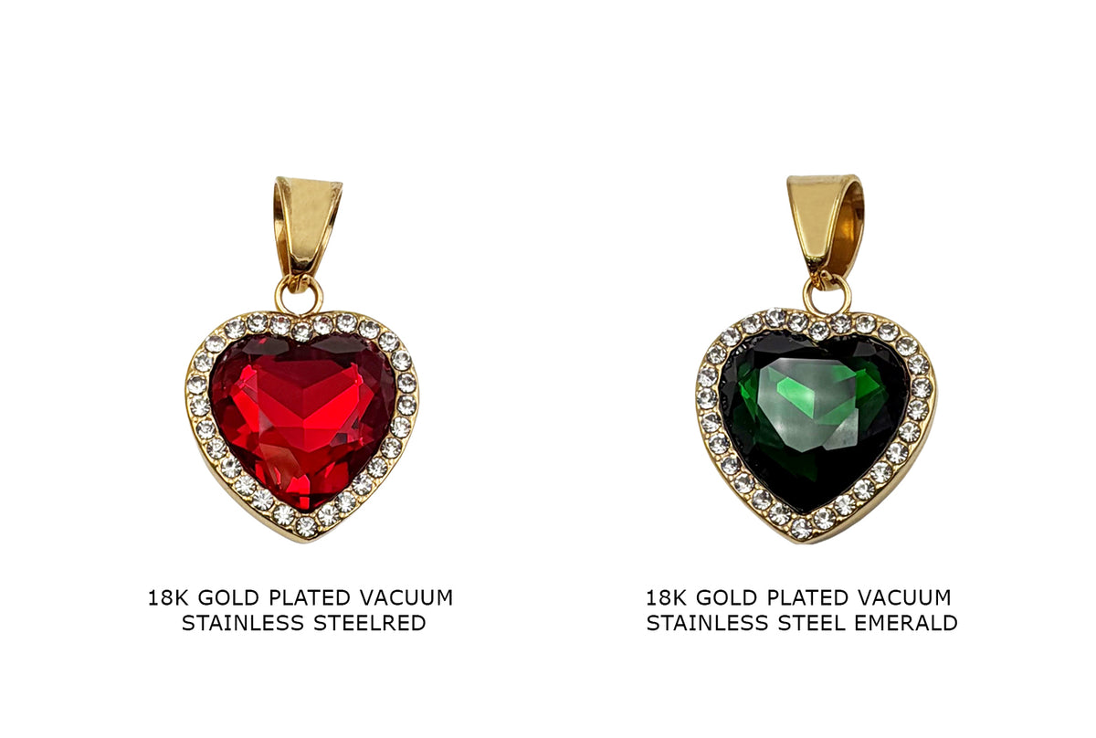 Red Heart Charm - heart Pendant - Cubic Zirconia Charms - Bead