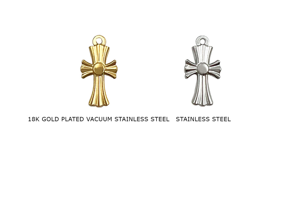 CS1077 Dainty Stainless Steel Cross Charm 9mmx17mm