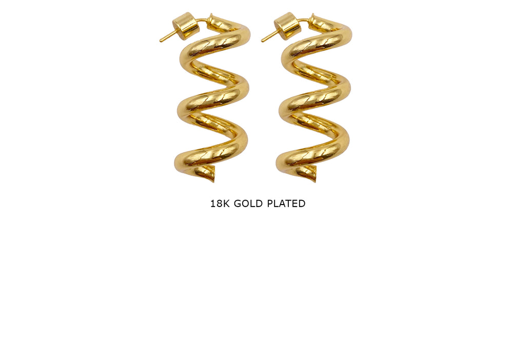 EB2066M 18k Gold Plated Spiral Earring Studs