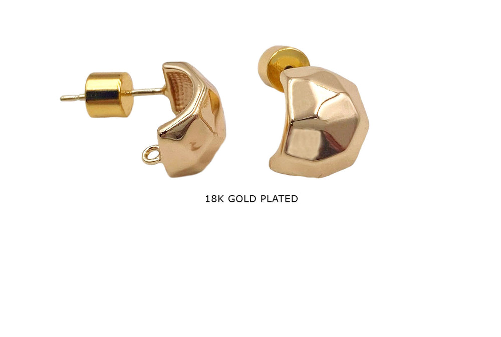 EB2071M  18k Gold Plated Faceted Stud Earring