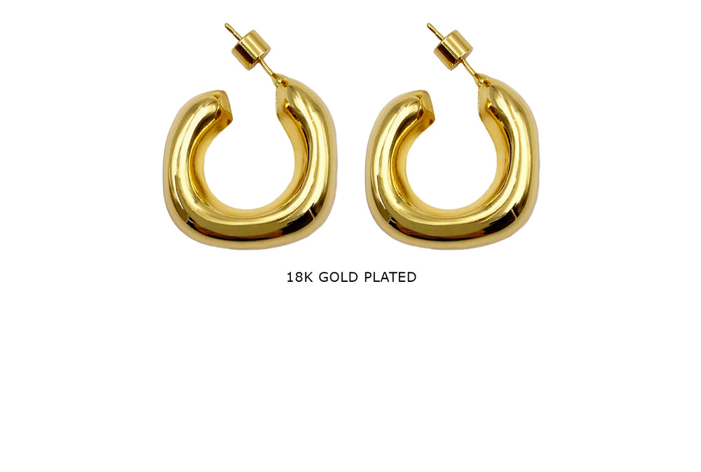 EB2089M Puffy Square Hoop Earring 28mm