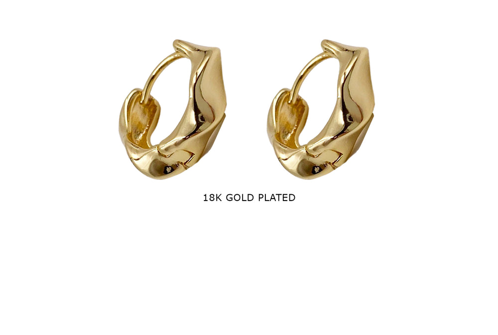 EB2105H Hammered Earring Hoops 18k Gold Plated