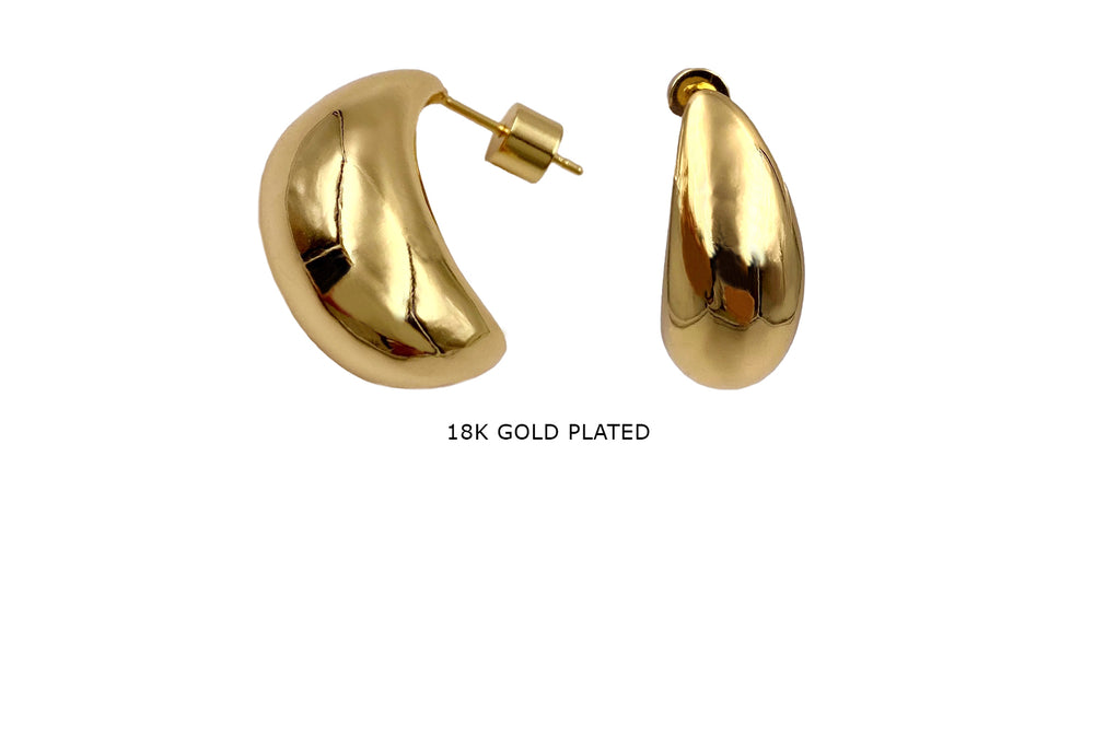 EB2108M 18k Gold Plated Tear Drop Earrings 25mm