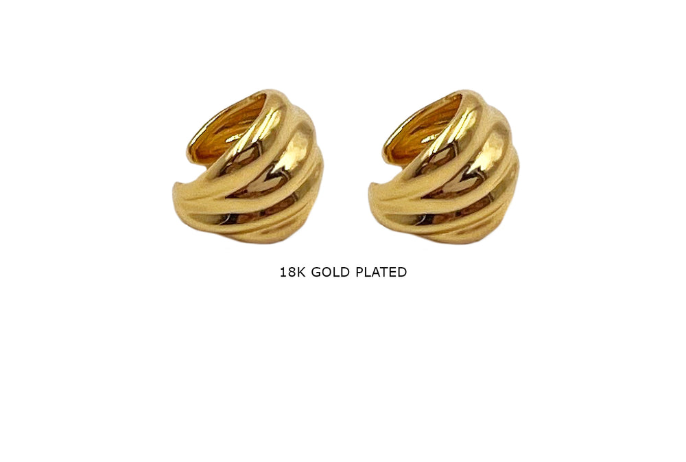 EB2136C 18k Gold Plated Ear Cuff With Ridges 18mm