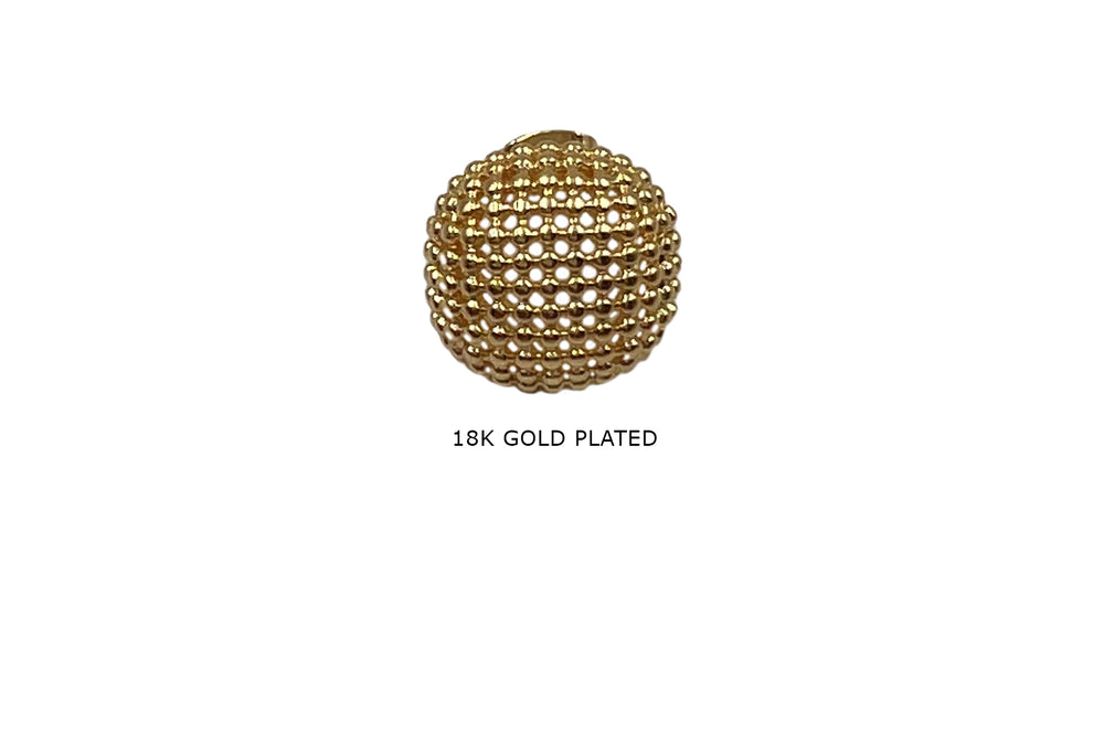 EB21470 Round Mesh Dome Tiny Balls Button Earring 17mm