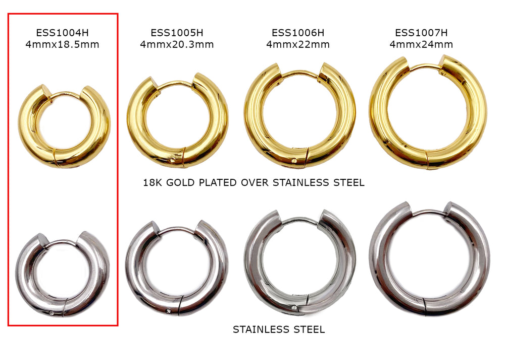 ESS1004H Stainless Steel Earring Hoops 4mmx18.5mm
