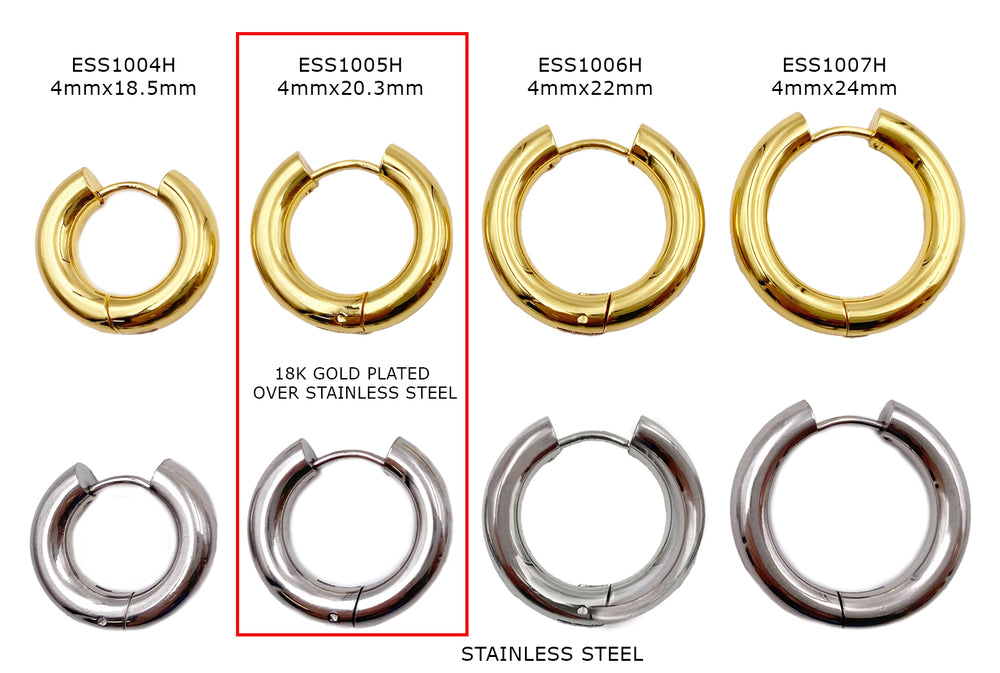 ESS1005H Stainless Steel Earring Hoops 4mmx20.3mm