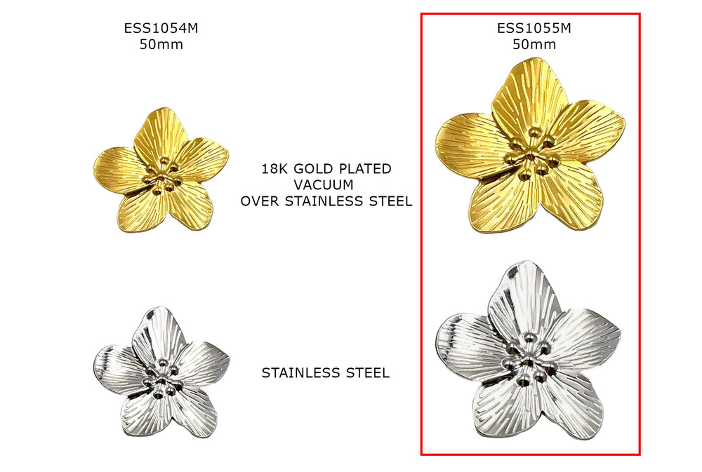 ESS1055M Stainless Steel Flower Earrings 50mm