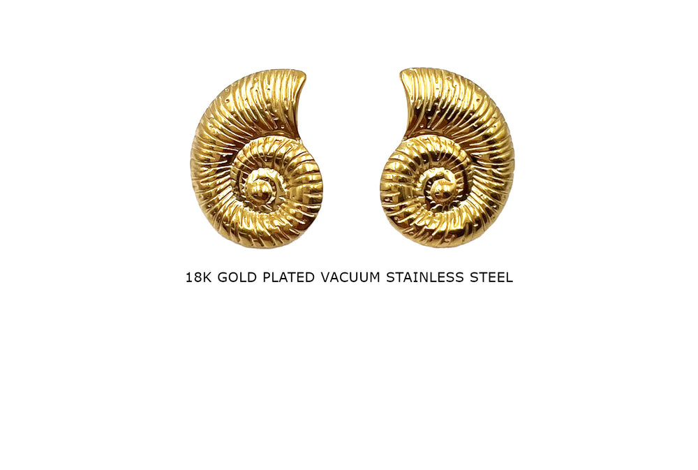ESS1061M Stainless Steel Ribbed Snail Stud Earrings