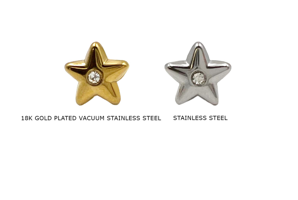 ESS10630 Small Star Earring With CZ Center Stone Earring