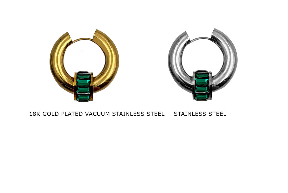 ESS1083HZ Cubic Zirconia Hoop With Emerald baguette