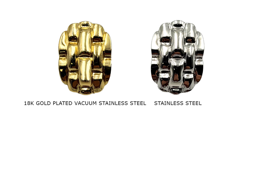 ESS1086MZ Stainless Steel Oval Chunky Earrings