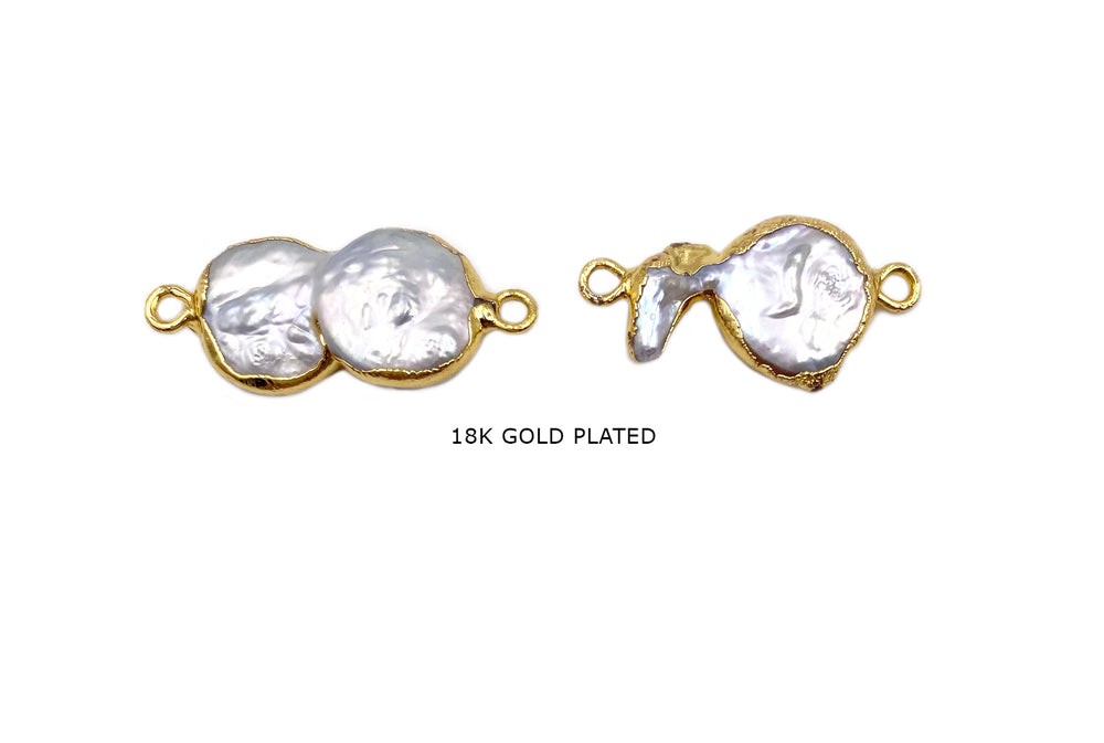 FWP1118 Fresh Water Pearl Connector Bead With Gold Lining