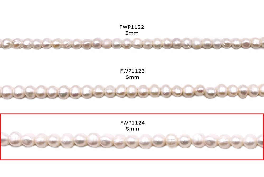 FWP1124 8mm Fresh Water Pearl Beads