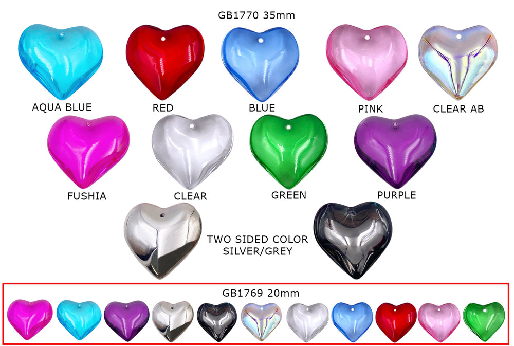 GB1769 Glass Heart Pendants 20mm