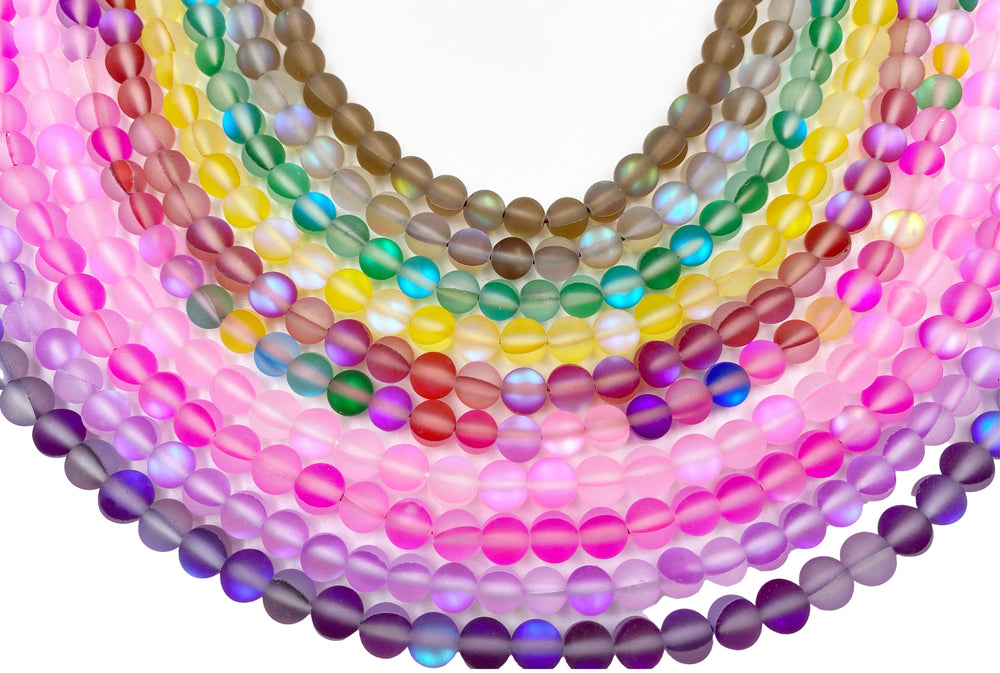 GB1771 Frosted Round Glass Beads 6mm