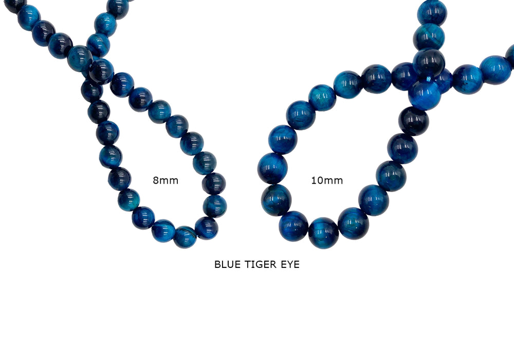 GSA1124-01-02  Round Blue Tiger Eye Gemstone Beads/Spacers