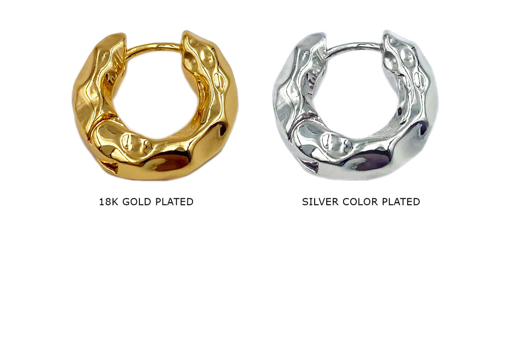 MP4208 Small Hammered Earring Hoops 18k Gold Plated