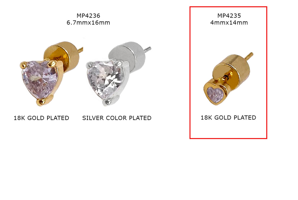 MP4235 Cubic Zirconia Heart Stud Earring