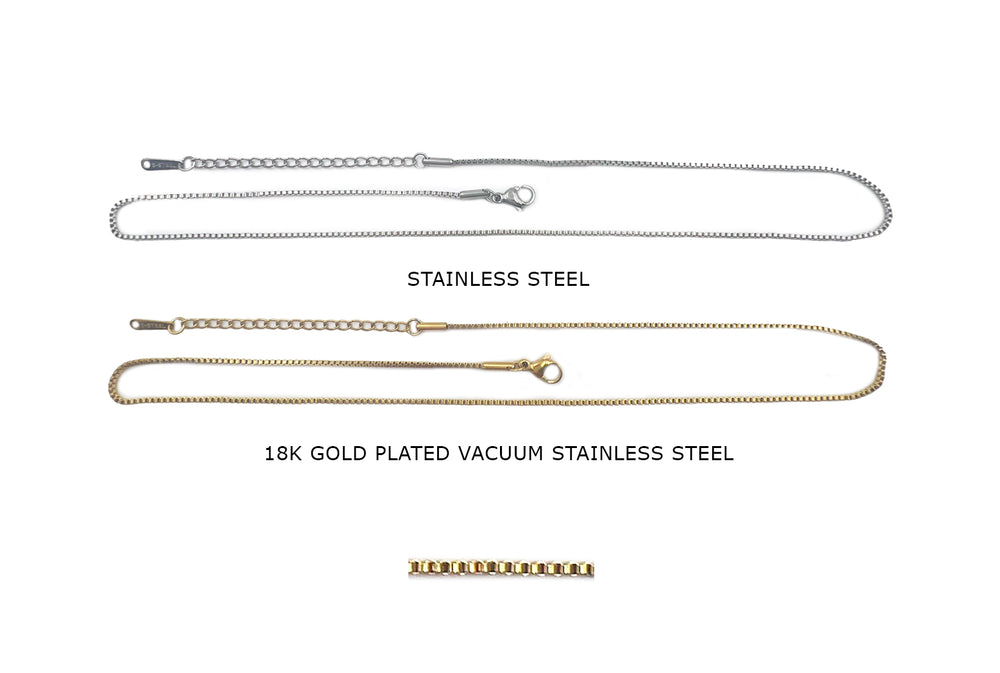 NS1022 Stainless Steel Dainty Box Chain Necklace