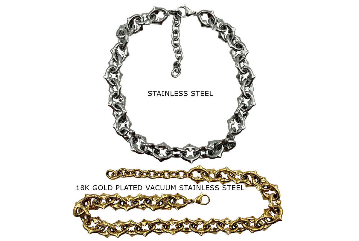 NS1064Z Stainless Steel Thorn Spike Link Chain Necklace – Athenian