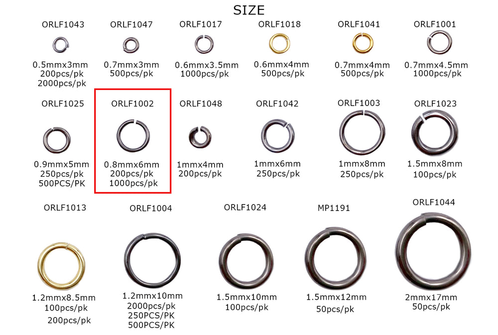 ORLF1002 Jump Ring 0.8mm x 6mm O-Ring