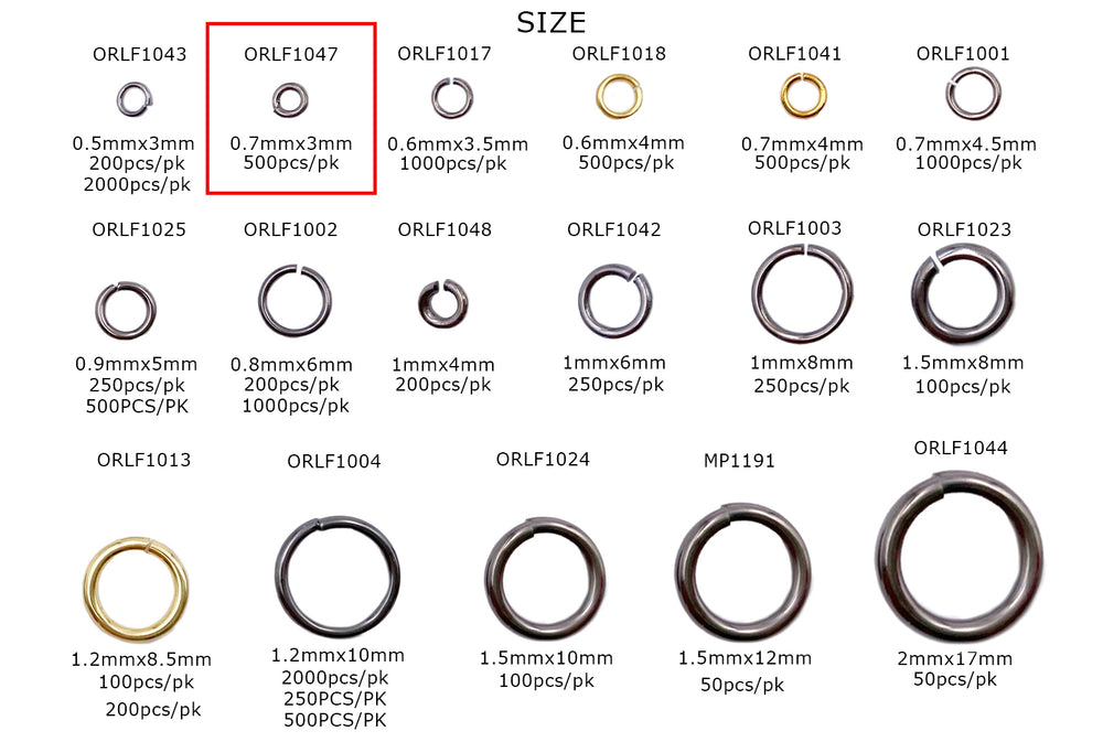 ORLF1047  0.7mm X 3mm O-Ring CHOOSE COLOR BELOW