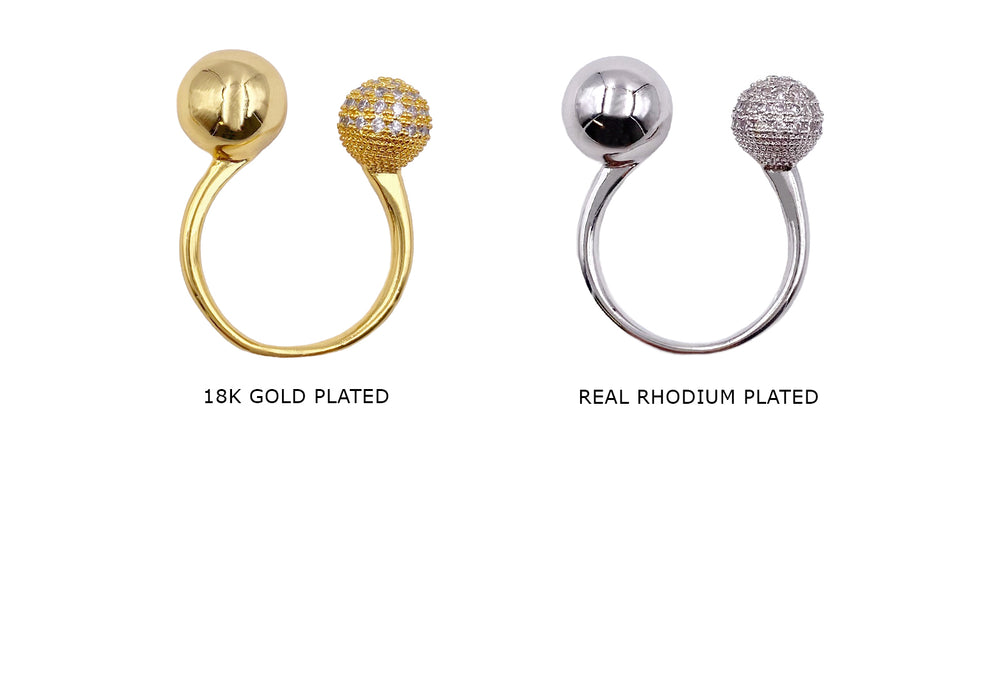 RBO1030 18k Gold Plated Cubic Zirconia Ball Ring