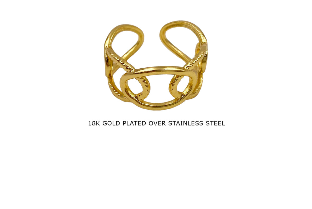 RSO1002 Oval Links Intertwined Contemporary Ring