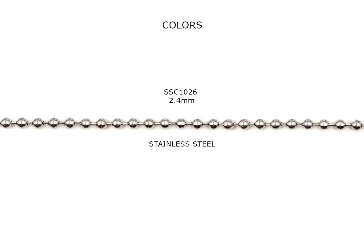 2.4-10mm Stainless Steel Ball Chains in Bulk For Jewelry Making 