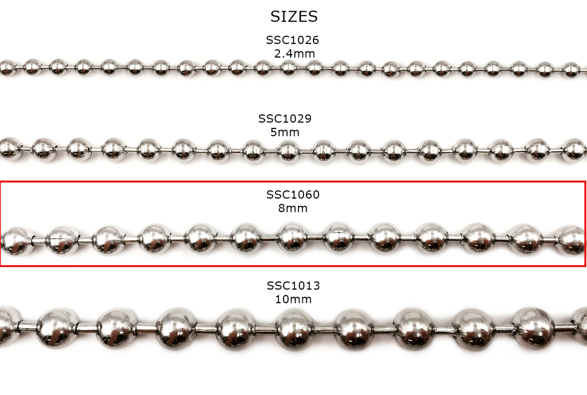 Stainless ball chain sales