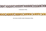 SSC1132 Stainless Steel & 18k Gold Plated Figaro Chains CHOOSE COLOR BELOW