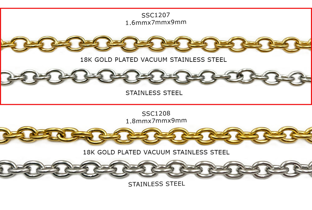 SSC1207 Stainless Steel Oval Link Chain 1.6mmx7mmx9mm