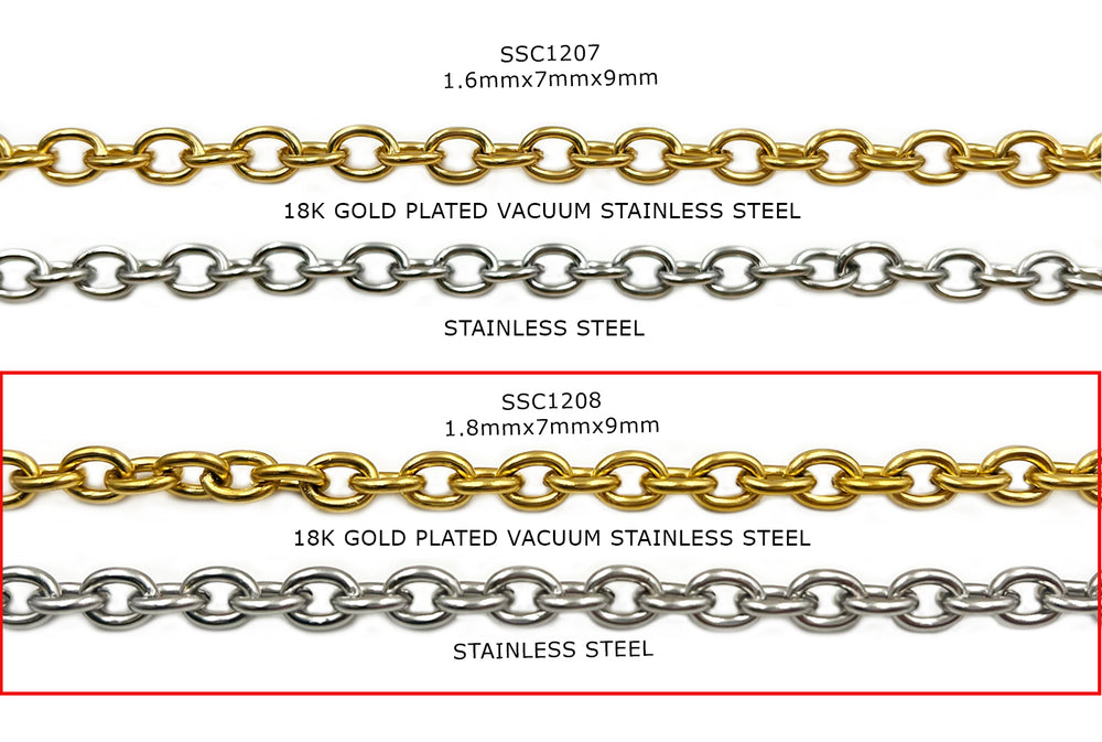 SSC1208 Stainless Steel Oval Link Chain 1.8mmx7mmx9mm