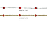 SSC1265 Stainless Steel Red Beaded Chain