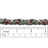 SSC1272 Stainless Steel Byzantine Chain With Red Glass Beads