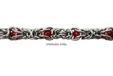 SSC1272 Stainless Steel Byzantine Chain With Red Glass Beads