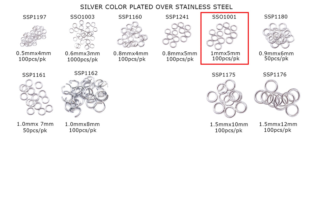 SSO1001 Stainless Steel Open O-Rings 1mmx5mm