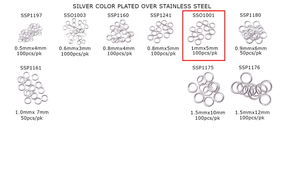 SSO1001 Stainless Steel Open O-Rings 1mmx5mm