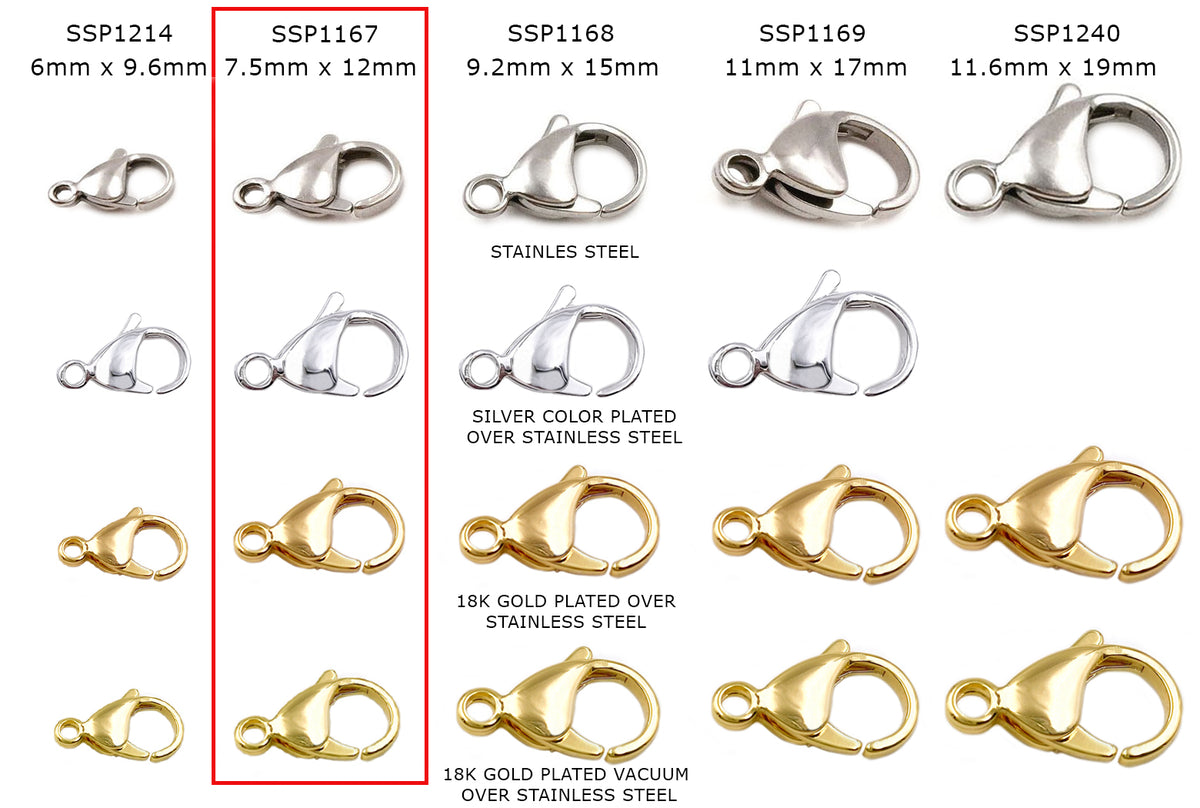 アクセサリー 134oops Stainless Steel Lobster Clasp - Small, Medium, Large – Athenian