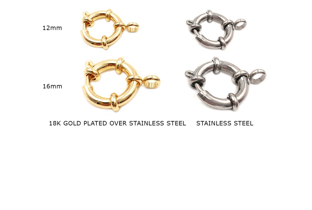 Gold Clasps, Gold Plated Sterling Silver Spring Ring Clasps