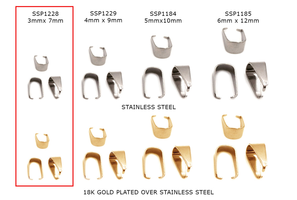 SSP1228 Stainless Steel Pinch Bails CHOOSE COLOR BELOW