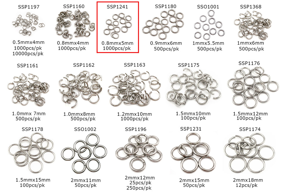 SSP1241 Stainless Steel Open O-Rings 0.8mmx5mm