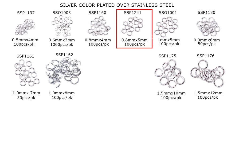 SSP1241 Stainless Steel Open O-Rings 0.8mmx5mm